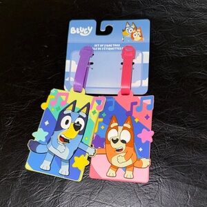 Bluey Luggage Tags Set for Kids, Blue and Pink, NEW